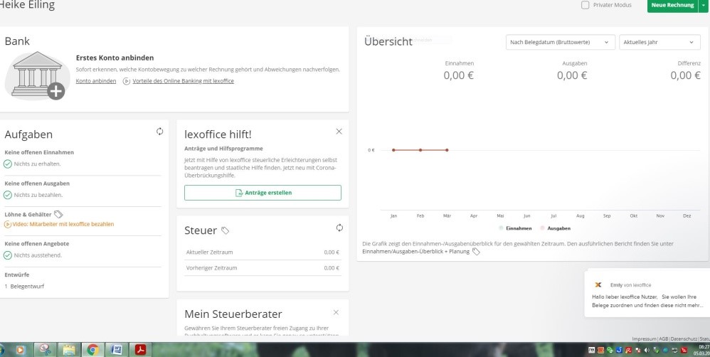 lexoffice Produkttest Startseite der Buchhaltungssoftware