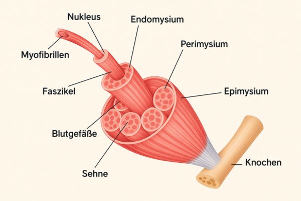 Muskelaufbau beim Pferd: Aufbau eines Muskels als Grafik