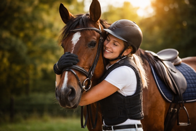 Pferd kaufen: Mädchen umartm Pferd