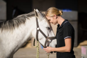 Pferd einschläfern: Frau mit Schimmel